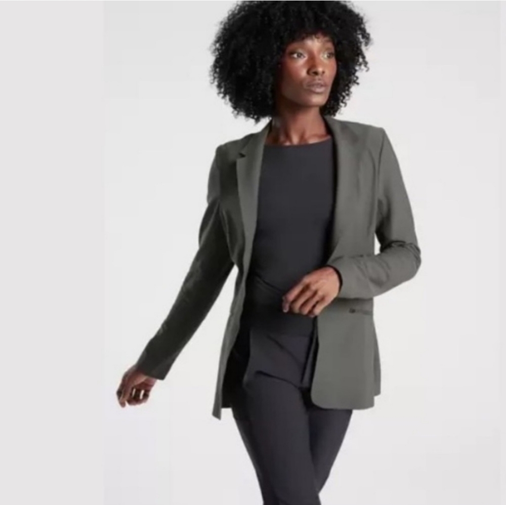 Athleta Interstellar Blazer Arbor Olive Green SIZE 16